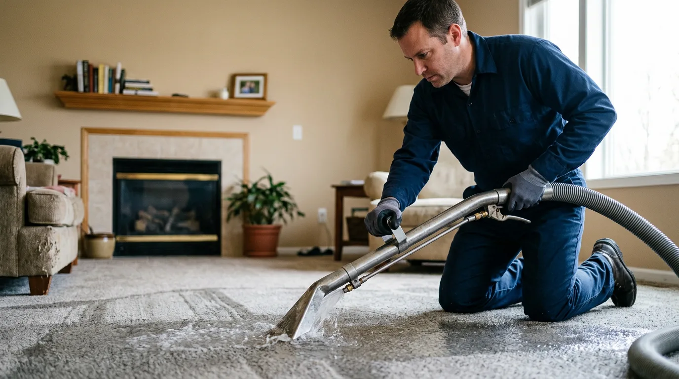 Water damage restoration technician working near Protem, MO